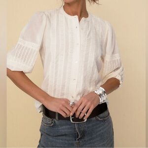 SONMER Jo BLOUSE ECRU Elegant Cream Blouse eyelet lace New $150